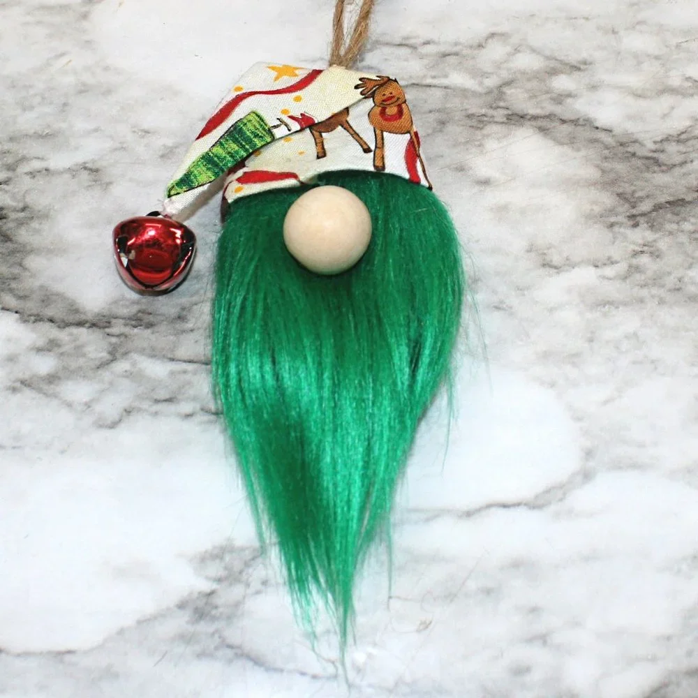 HAND CRAFTED Gnome Christmas Ornaments Set of 3 - White Christmas Mixed Print